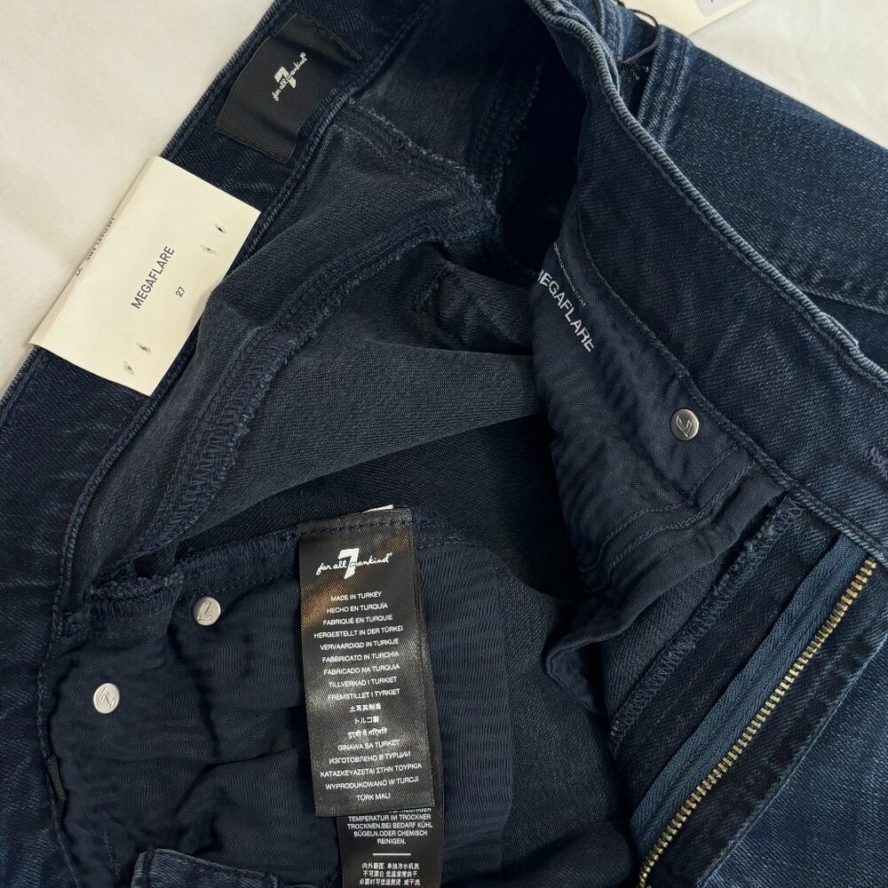 NWT 7 for all mankind Women's Megaflare High-Rise Dark Wash Denim Jeans, Size 27 - Picture 11 of 12